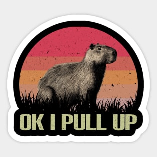 Urban Rodent Parade Capybara Charm, OK I Pull Up Tee Collection Sticker